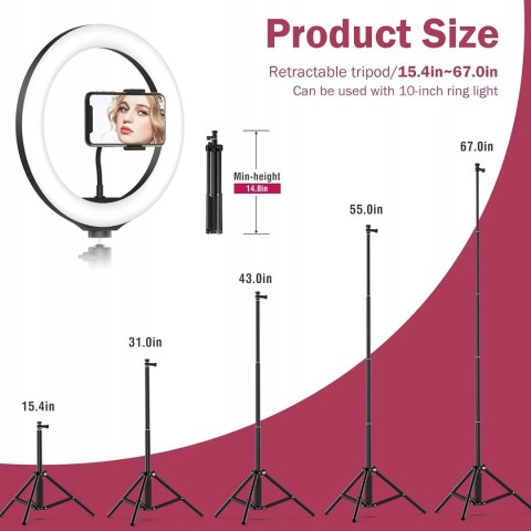LAMPA PIERŚCIENIOWA RING USB 10" STATYW MONOPOD UCHWYT NA TELEFON PILOT