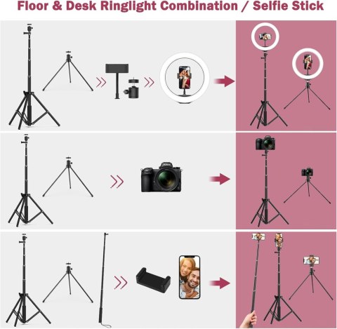 LAMPA PIERŚCIENIOWA RING USB 10" STATYW MONOPOD UCHWYT NA TELEFON PILOT