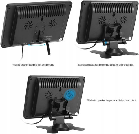 MONITOR SAMOCHODOWY DO KAMERY COFANIA 7" DECOOLER TFT LCD 16:9 1024x600