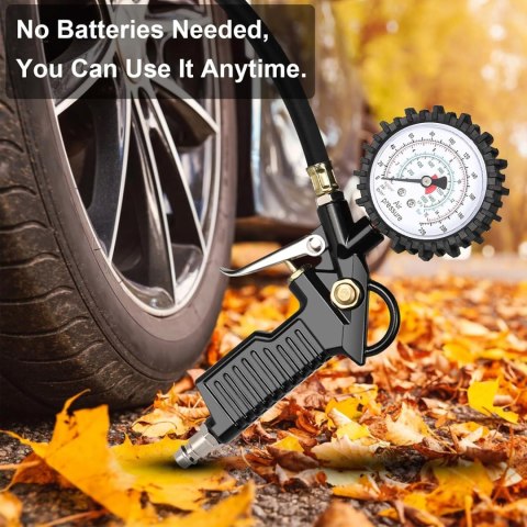 PISTOLET DO POMPOWANIA KÓŁ Z MANOMETREM 220PSI 16 BAR