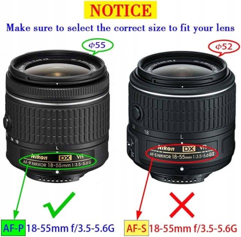 2x OSŁONA DEKIELEK ZAŚLEPKA NA OBIEKTYW 55MM AF-P NIKKOR 18-55MM 2x OSŁONA DEKIELEK ZAŚLEPKA NA OBIEKTYW 55MM AF-P NIKKOR 18-55MM