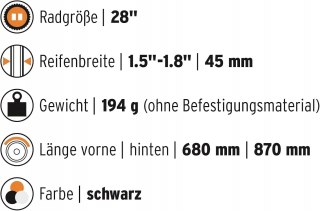 BŁOTNIKI ROWEROWE PRZÓD TYŁ ZESTAW SKS VELO 47 TREKKING 28" CZARNE