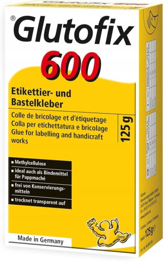 GLUTOFIX 600 CZYSTY KLEJ CELULOZOWY DO PAPIERU I MODELI 125G