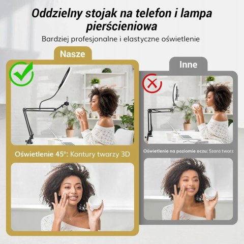 LAMPA PIERŚCIENIOWA LED NA BIURKO RING SELFIE MAKIJAŻ + UCHWYT BIURKOWY