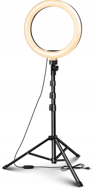 LAMPA PIERŚCIENIOWA MAKIJAŻ RING USB 10'' + STATYW UCHWYT NA TELEFON