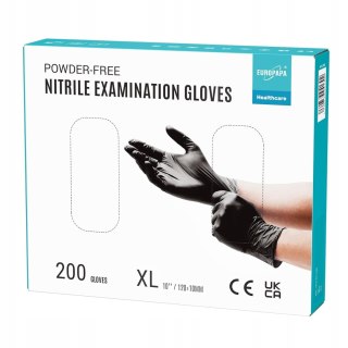 RĘKAWICZKI JEDNORAZOWE NITRYLOWE ROZMIAR XL 200 SZTUK CZARNE