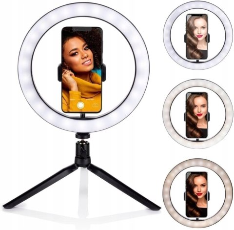 LAMPA PIERŚCIENIOWA LED SELFIE RING GRUNDIG 120 LED + MINI STATYW