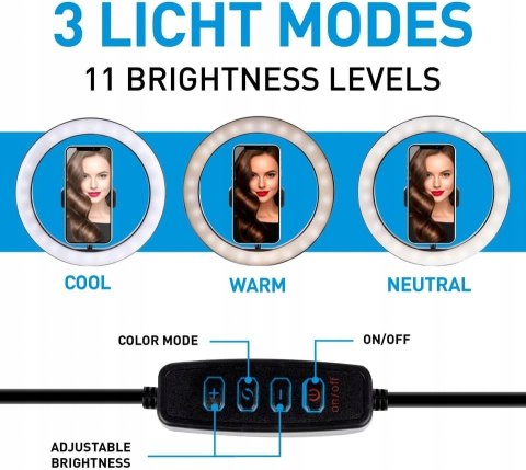 LAMPA PIERŚCIENIOWA LED SELFIE RING GRUNDIG 120 LED + MINI STATYW