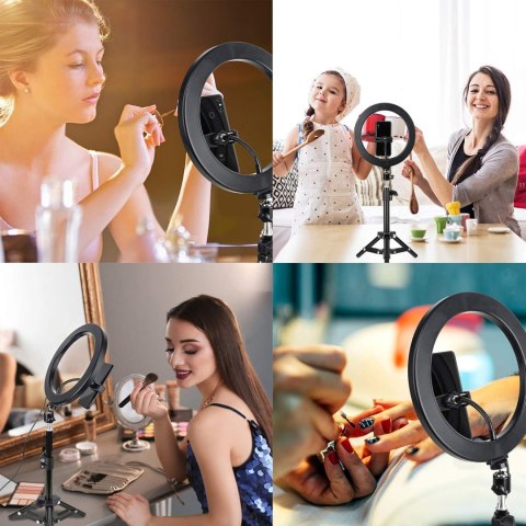 LAMPA PIERŚCIENIOWA MAKIJAŻ RING USB 10'' + STATYW UCHWYT NA TELEFON