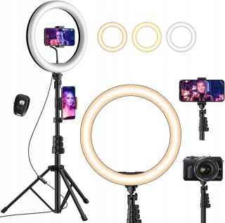 LAMPA PIERŚCIENIOWA MAKIJAŻ STATYW RING USB 12" PILOT UCHWYT NA TELEFON