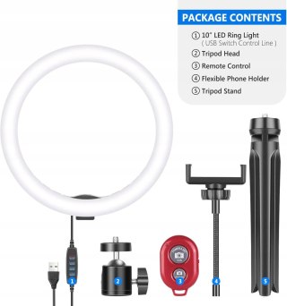 LAMPA PIERŚCIENIOWA RING USB MAKIJAŻ 10'' + MINI STATYW NEEWER
