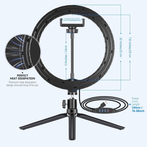 LAMPA PIERŚCIENIOWA RING USB MAKIJAŻ 10'' + MINI STATYW NEEWER