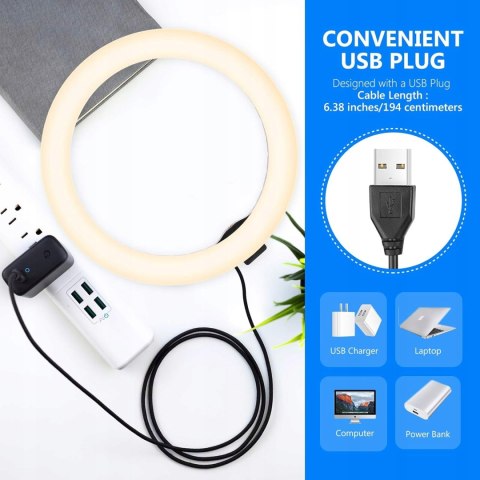LAMPA PIERŚCIENIOWA RING USB MAKIJAŻ 10'' + MINI STATYW NEEWER