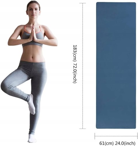 MATA DO ĆWICZEŃ FITNESS JOGA PILATES 183x61x0,6CM TPE OAK&TEA NIEBIESKA
