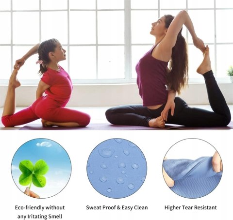 MATA DO ĆWICZEŃ FITNESS JOGA PILATES 183x61x0,6CM TPE OAK&TEA NIEBIESKA