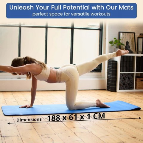 MATA DO ĆWICZEŃ FITNESS JOGA PILATES 188x61x1CM PIANKA NBR RÓŻOWA