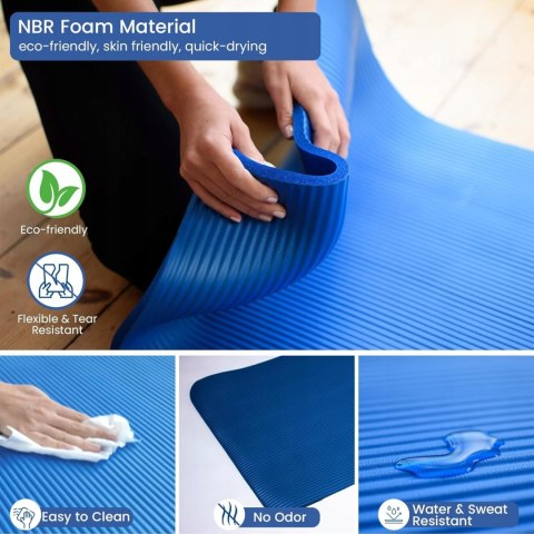 MATA DO ĆWICZEŃ FITNESS JOGA PILATES 188x61x1CM PIANKA NBR RÓŻOWA