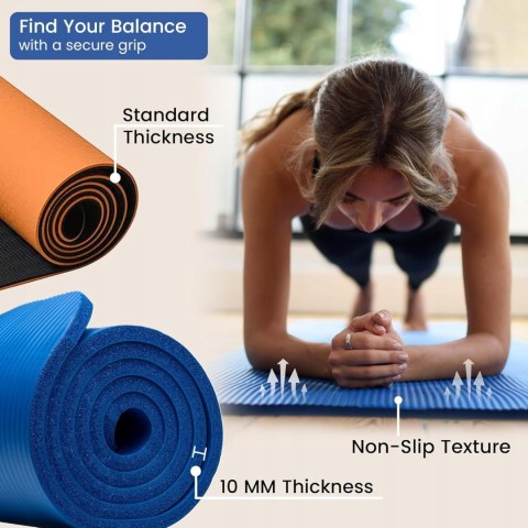 MATA DO ĆWICZEŃ FITNESS JOGA PILATES 188x61x1CM PIANKA NBR RÓŻOWA