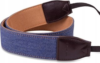 PASEK NA SZYJĘ NARAMIENNY DO APARATU JEANS NIEBIESKI UNIWERSALNY