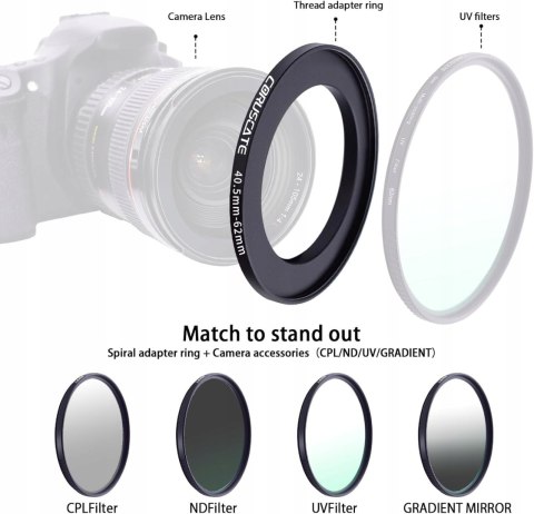PIERŚCIEŃ REDUKCYJNY REDUKCJA FILTROWA 40,5-62MM STEP-UP ADAPTER