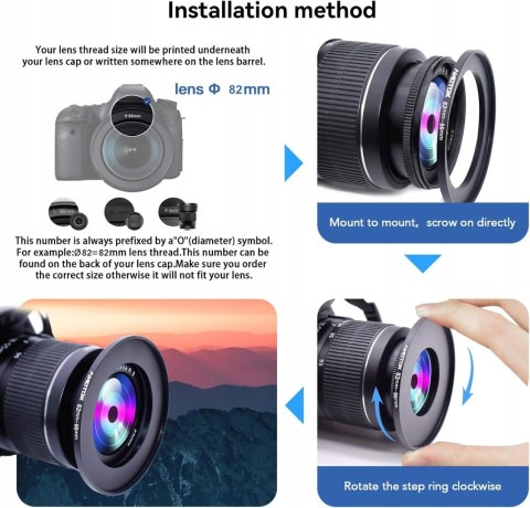 PIERŚCIEŃ REDUKCYJNY REDUKCJA FILTROWA 82-86MM STEP-UP ADAPTER AMOTOK