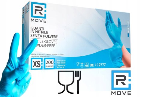 RĘKAWICE NITRYLOWE BEZPUDROWE 200 SZTUK RMOVE R. XS RĘKAWICE NITRYLOWE BEZPUDROWE 200 SZTUK RMOVE R. XS