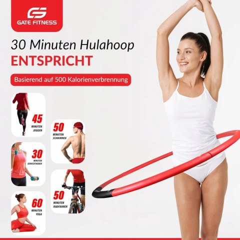 HULA HOOP SKŁADANE FITNESS Z WYPUSTKAMI 76-100CM GATE CZERWONO-CZARNE