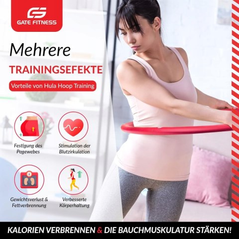 HULA HOOP SKŁADANE FITNESS Z WYPUSTKAMI 76-100CM GATE CZERWONO-CZARNE