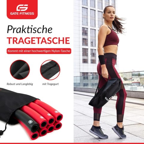 HULA HOOP SKŁADANE FITNESS Z WYPUSTKAMI 76-100CM GATE CZERWONO-CZARNE