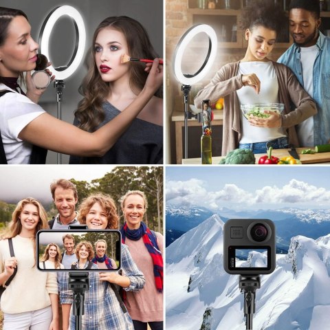 LAMPA PIERŚCIENIOWA MAKIJAŻ RING USB 10'' + STATYW UCHWYT NA TELEFON