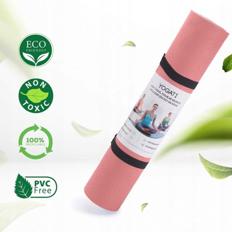 MATA DO ĆWICZEŃ FITNESS JOGA PILATES 183x61x0,6CM TPE YOGATI RÓŻOWA