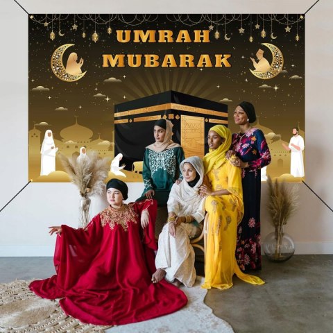 TŁO FOTOGRAFICZNE DEKORACYJNE RAMADAN UMRAH MUBARAK 180x110CM TŁO FOTOGRAFICZNE DEKORACYJNE RAMADAN UMRAH MUBARAK 180x110CM