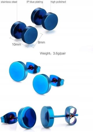 ZESTAW KOLCZYKÓW KOLCZYK FAKE PLUG STAL 8MM 10 PAR