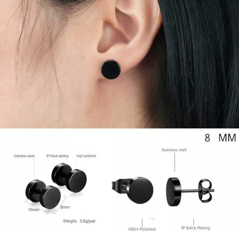 ZESTAW KOLCZYKÓW KOLCZYK FAKE PLUG STAL 8MM 10 PAR ZESTAW KOLCZYKÓW KOLCZYK FAKE PLUG STAL 8MM 10 PAR