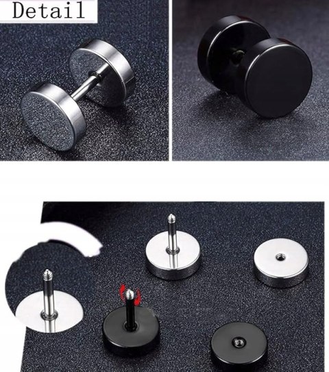 ZESTAW KOLCZYKÓW KOLCZYK FAKE PLUG STAL 8MM 10 PAR ZESTAW KOLCZYKÓW KOLCZYK FAKE PLUG STAL 8MM 10 PAR