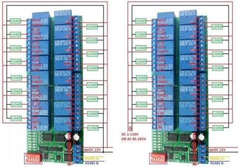 16-KANAŁOWA PŁYTKA PRZEKAŹNIKOWA BLUETOOTH DC 12V
