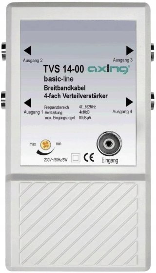 4-KANAŁOWY WZMACNIACZ SYGNAŁU ROZDZIELACZ AXING TVS 14-00 UKW DVB-T2 HD