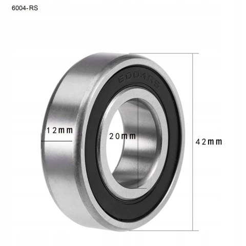 4x ŁOŻYSKO KULKOWE 6004 2RS 20x42x12MM ZESTAW 4 SZTUKI 4x ŁOŻYSKO KULKOWE 6004 2RS 20x42x12MM ZESTAW 4 SZTUKI