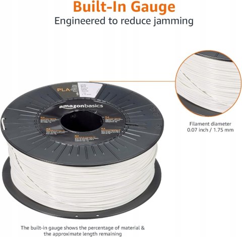 FILAMENT DO DRUKARKI 3D 1,75MM PLA 1KG BIAŁY AMAZON