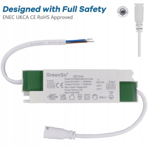GREENSO STEROWNIK LED TRANSFORMATOR ZASILACZ MEBLOWY AC 200-240V/DC