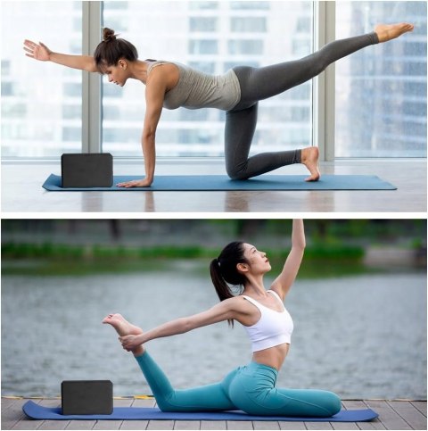 KOSTKA KLOCEK DO JOGI PILATES FITNESS BLOK DO ĆWICZEŃ 2 SZTUKI CZARNY KOSTKA KLOCEK DO JOGI PILATES FITNESS BLOK DO ĆWICZEŃ 2 SZTUKI CZARNY