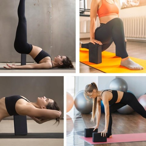 KOSTKA KLOCEK DO JOGI PILATES FITNESS BLOK DO ĆWICZEŃ 2 SZTUKI CZARNY KOSTKA KLOCEK DO JOGI PILATES FITNESS BLOK DO ĆWICZEŃ 2 SZTUKI CZARNY