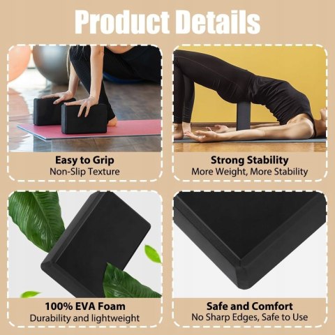 KOSTKA KLOCEK DO JOGI PILATES FITNESS BLOK DO ĆWICZEŃ 2 SZTUKI CZARNY KOSTKA KLOCEK DO JOGI PILATES FITNESS BLOK DO ĆWICZEŃ 2 SZTUKI CZARNY