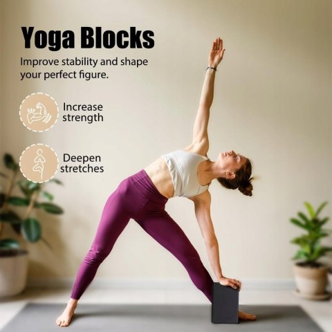 KOSTKA KLOCEK DO JOGI PILATES FITNESS BLOK DO ĆWICZEŃ 2 SZTUKI CZARNY KOSTKA KLOCEK DO JOGI PILATES FITNESS BLOK DO ĆWICZEŃ 2 SZTUKI CZARNY