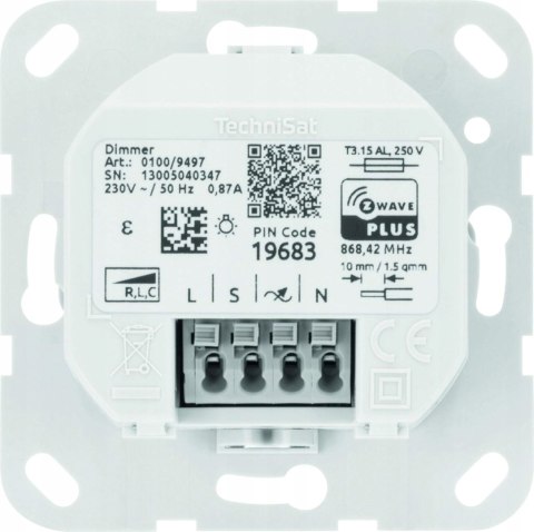 ŚCIEMNIACZ WKŁADKA ŚCIEMNIACZA TECHNISAT SMART-HOME Z-WAVE ŚCIEMNIACZ WKŁADKA ŚCIEMNIACZA TECHNISAT SMART-HOME Z-WAVE