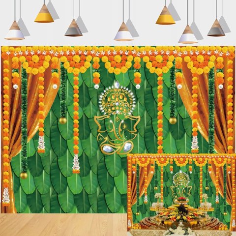 TŁO FOTOGRAFICZNE WESELNE INDYJSKIE POOJA DIWALI 210x150CM TŁO FOTOGRAFICZNE WESELNE INDYJSKIE POOJA DIWALI 210x150CM