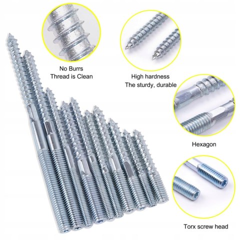WKRĘT SZPILKA ŚRUBA DWUGWINTOWA NA TORX M8 120MM 9 SZTUK