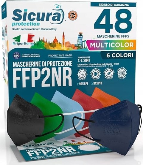 11x MASKA MASECZKA OCHRONNA FFP2 NR EN149:2001 GRANATOWE SICURA