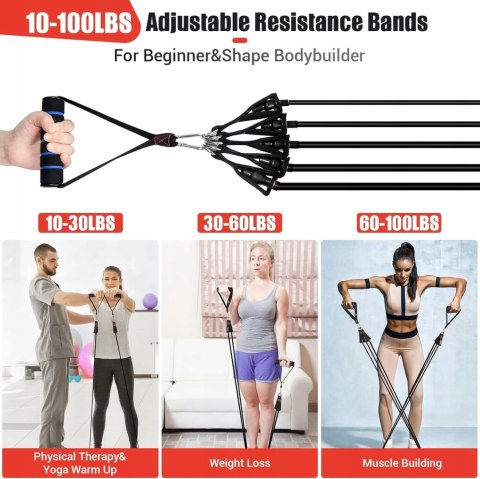 GUMY TAŚMY OPOROWE DO ĆWICZEŃ TRENINGOWE FITNESS 5 SZTUK ZESTAW