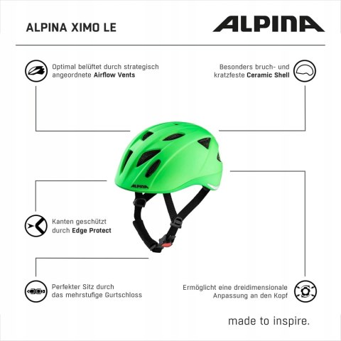 KASK ROWEROWY DZIECIĘCY ALPINA XIMO L.E. 49-54CM ZIELONY